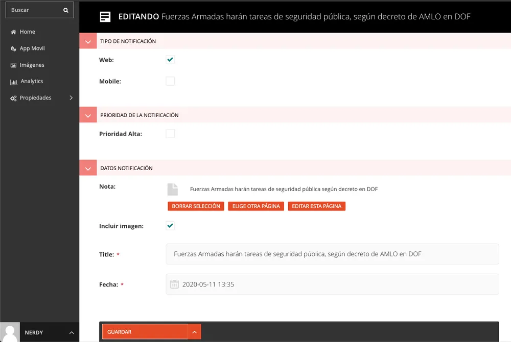 Notificaciones Nerdy